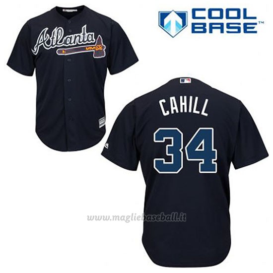 Maglia Baseball Uomo Atlanta Braves 34 Trevor Cahill Blu Alterner Cool Base